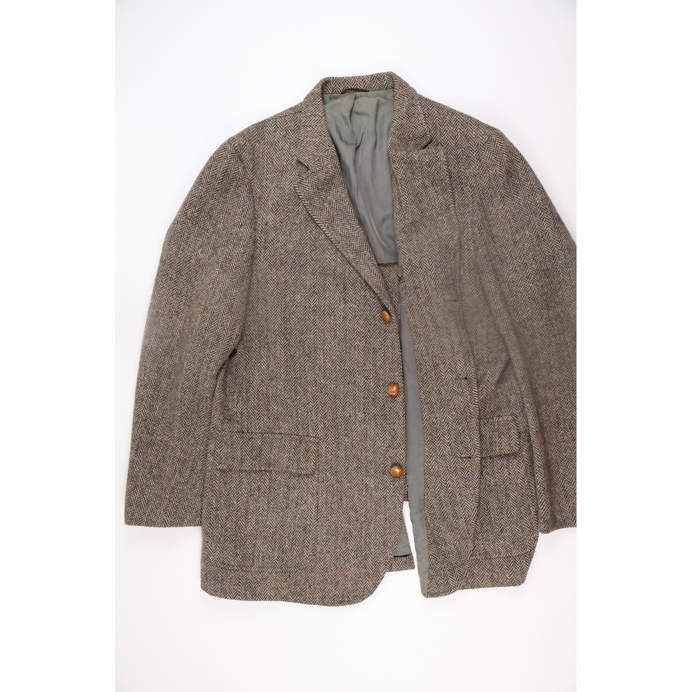Cable Car Clothiers Mens Blazer Harris Tweed Herringbone Brown Wool XL